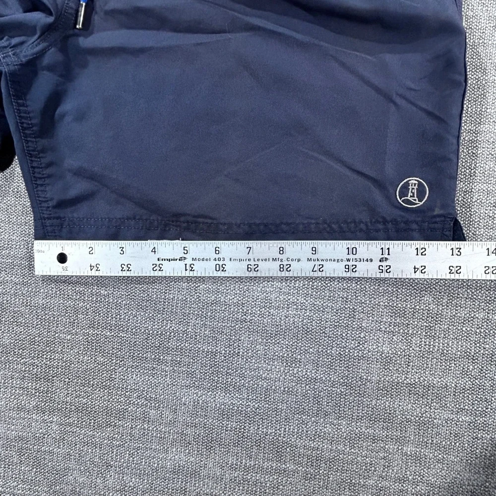 Lands' End Swim Trunks Mens Large 36-38 Navy Blue Excellent Nautical Anchor 1426
